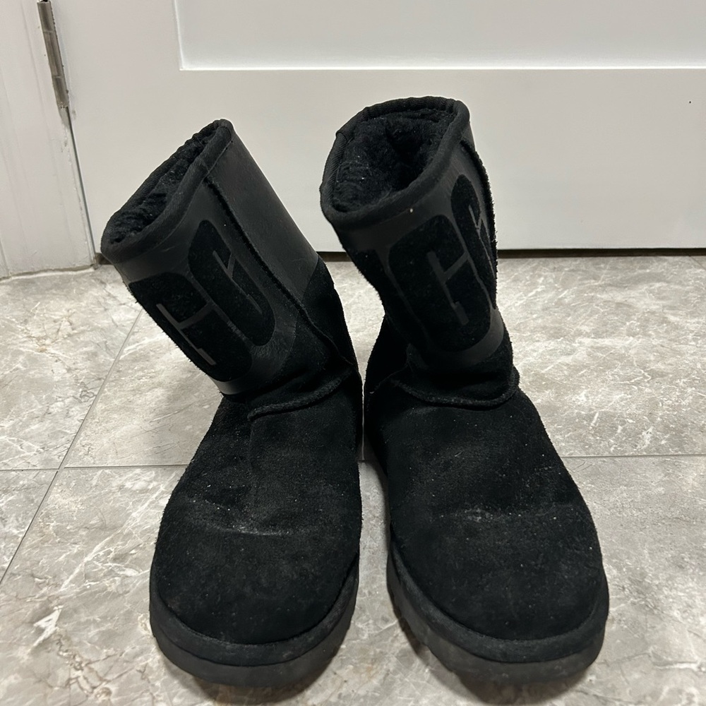 Black Suede Boots with Logo
